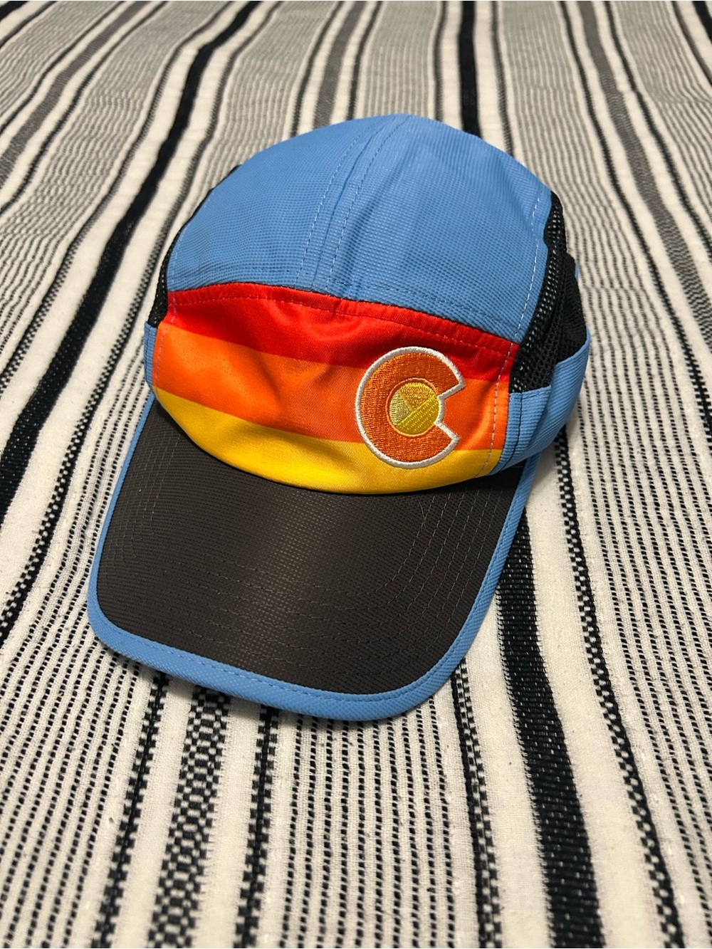 Women’s Yocolorado Light Blue & Black Sport Cap with Sunset Stripe Panel